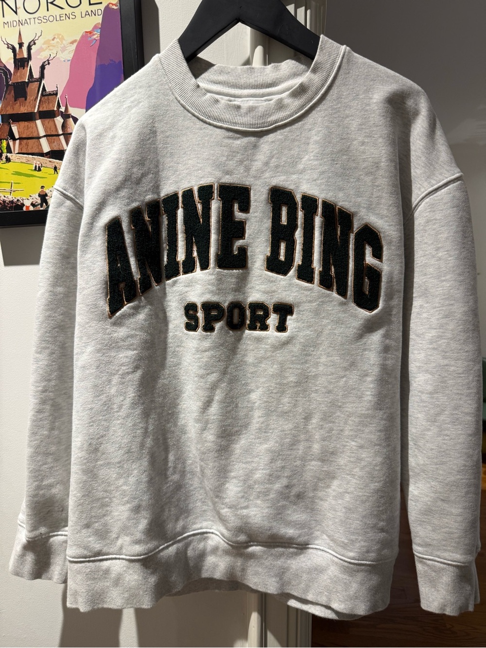 ANINE BING Sport Tyler Oversized Sweatshirt in Heather Grey - Size L